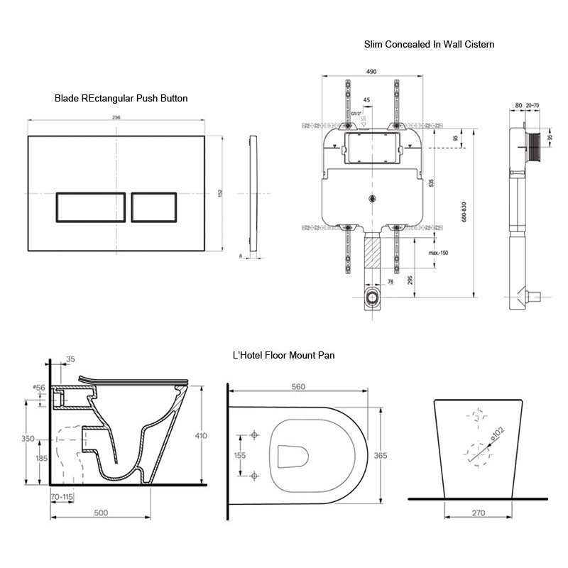 Parisi L'Hotel Floor Mount Toilet Package Specification