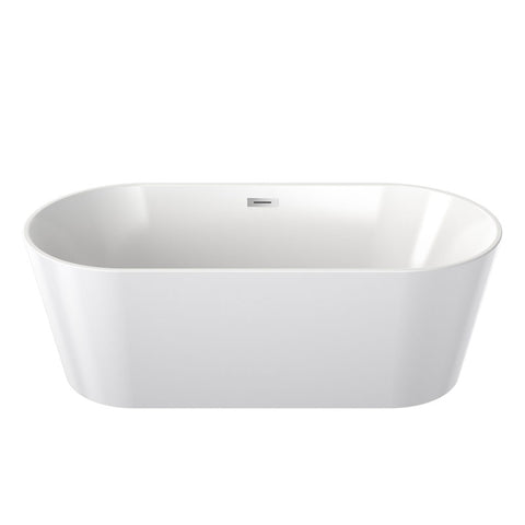 Clark 1600mm Acrylic Round Freestanding Bath With Overflow - Gloss White
