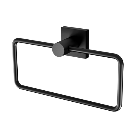 Phoenix Radii Hand Towel Holder with Square Plate - Matte Black