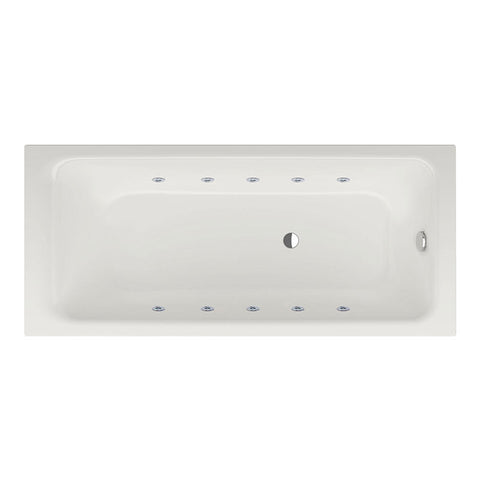 Bette BetteSelect 1700mm Glazed Titanium Steel Spa Bath With 6 Jet, Overflow - Gloss White