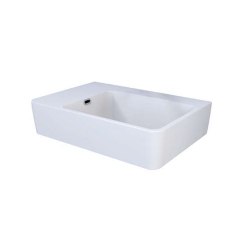 Parisi Quasar 65 Wall Basin with Left Hand Shelf - No Tap Hole - Gloss White