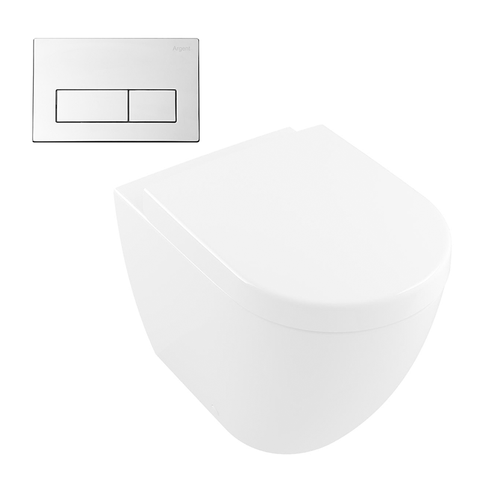 Villeroy & Boch Subway 3.0 Wall Faced Twistflush Argent Plate Ceramic Plus Toilet Package