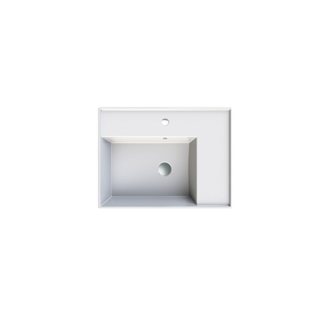 Parisi Twenty 60 Left Bowl Wall Basin - 3 Tap Holes - Gloss White