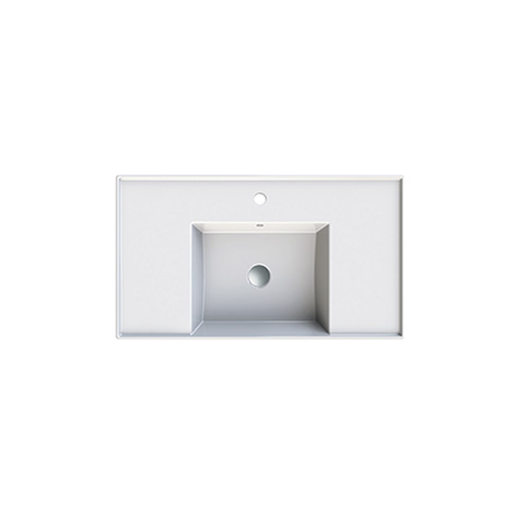 Parisi Twenty 80 Centre Bowl Wall Basin - 1 Tap Hole - Gloss White