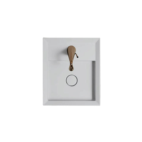 Parisi Cut 450x380 Bench Basin with Platform - 1 Tap Hole - Matte White