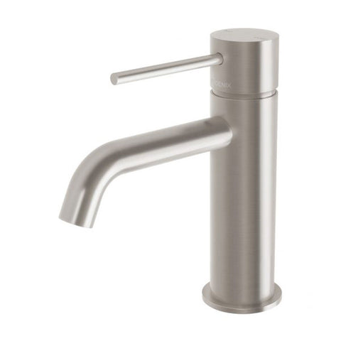 Phoenix Vivid Slimline Basin Mixer Curved - Brushed Nickel