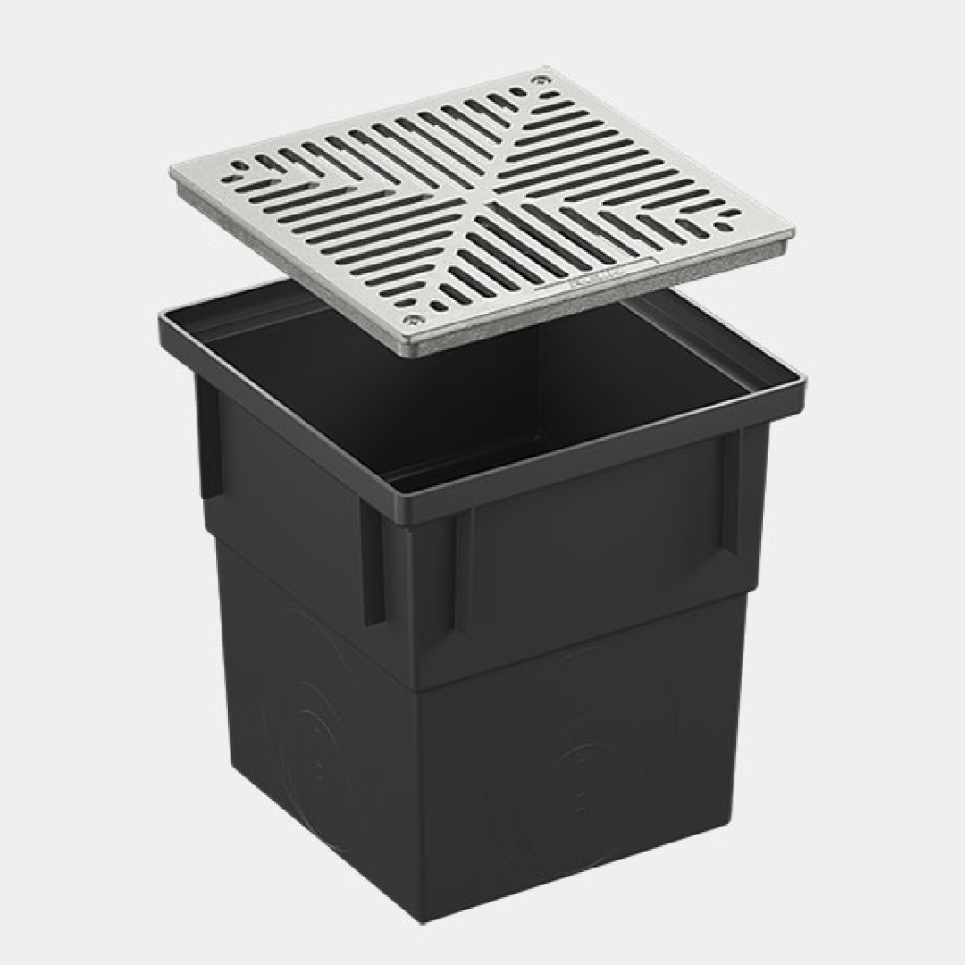 Reln Series 300 Short Stormwater Pit with Plain Aluminium Grate - 001003