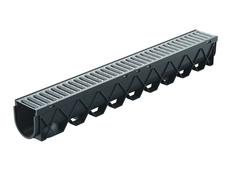 Reln Storm Drain 1m Channel with Grate - Stainless Steel