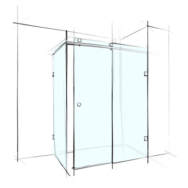 Wet Design Custom Frameless Sliding Square Corner Set-In