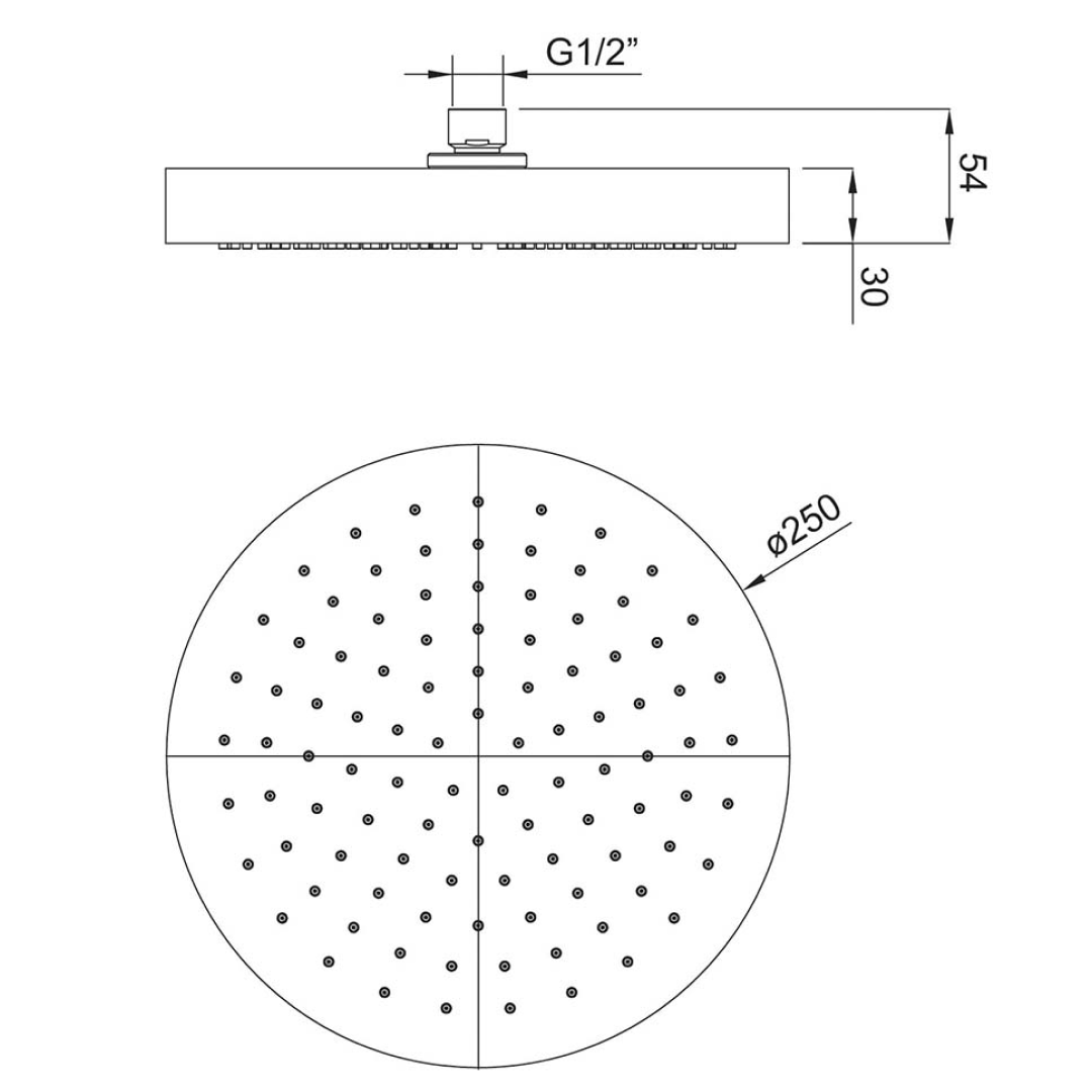 Villeroy & Boch Embrace Elite 250 Overhead Shower - Gun Metal - 1004190B