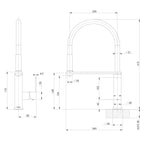 Phoenix Vezz Flexible Hose Sink Mixer 220mm Squareline - LF Matte Black - 10373100-10-1