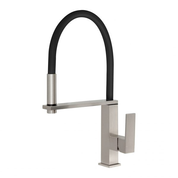 Phoenix Vezz Flexible Hose Sink Mixer 220mm Squareline - Brushed Nickel - 10373100-40-1