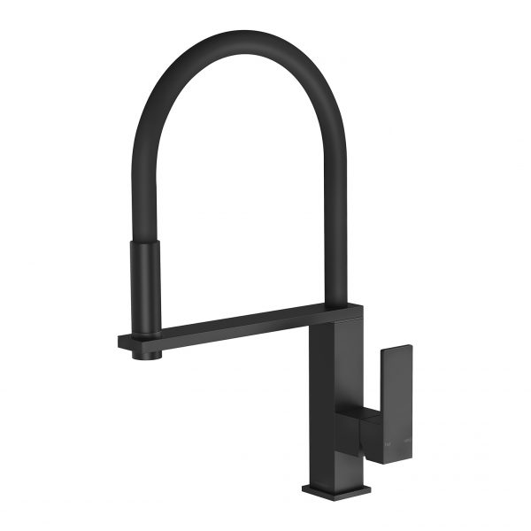 Phoenix Vezz Flexible Hose Sink Mixer 220mm Squareline - LF Matte Black - 10373100-10-1