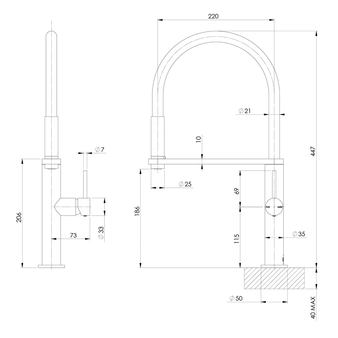 Phoenix Blix Flexible Hose Sink Mixer - LF Brushed Nickel - 10473100-40-1