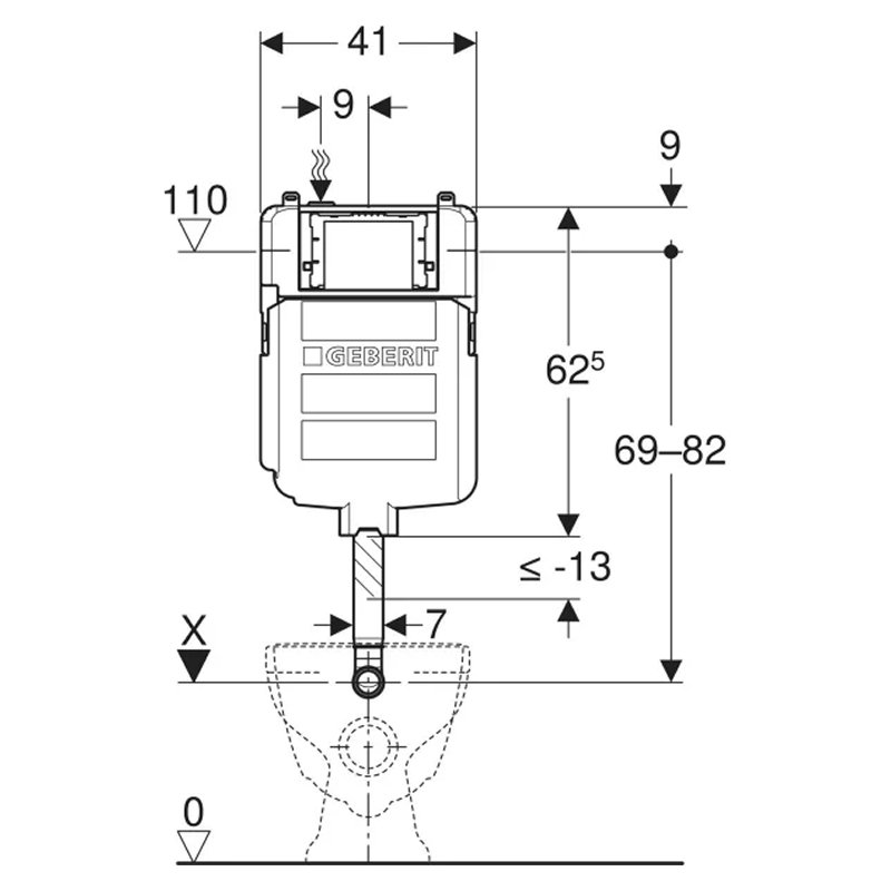 Geberit Sigma 8 4 Stars Concealed In-Wall Cistern, 4.5/3 Litres - 109.795.00.1