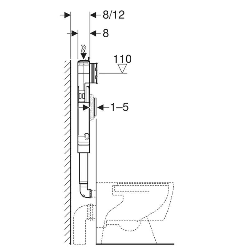 Geberit Sigma 8 4 Stars Concealed In-Wall Cistern, 4.5/3 Litres - 109.795.00.1