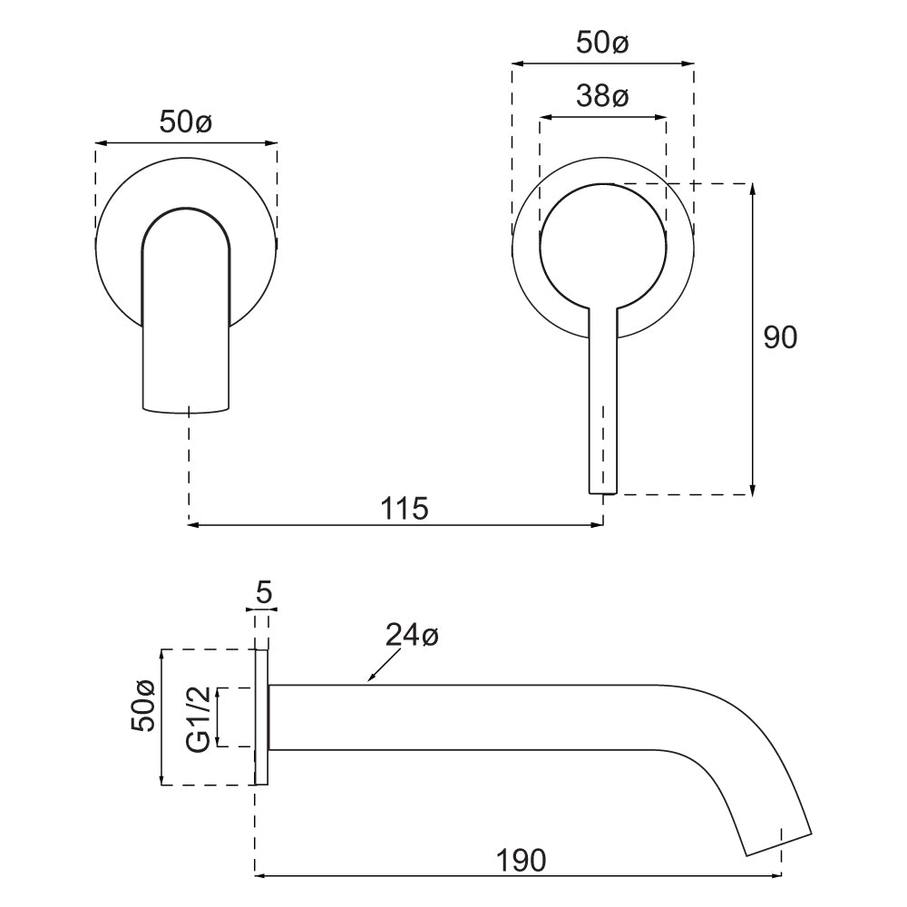 Villeroy & Boch Vita 25 Wall Mounted Basin Mixer Trim Kit Only - LF Brushed Nickel - 1102580B