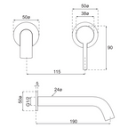 Villeroy & Boch Vita 25 Wall Basin Mixer (Trim Kit Only) - LF Brushed Gold 1102585B
