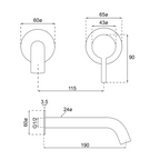 Villeroy & Boch Vita 35 Wall Mounted Basin/Bath Mixer Trim Kit - LF Brushed Gold - 1104585B