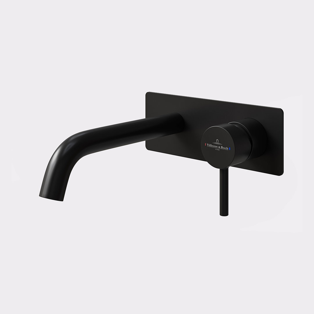 Villeroy & Boch Vita 35 Rectangular Wall Basin/Bath Mixer (Trim Kit Only) - LF Matte Black 1105095B
