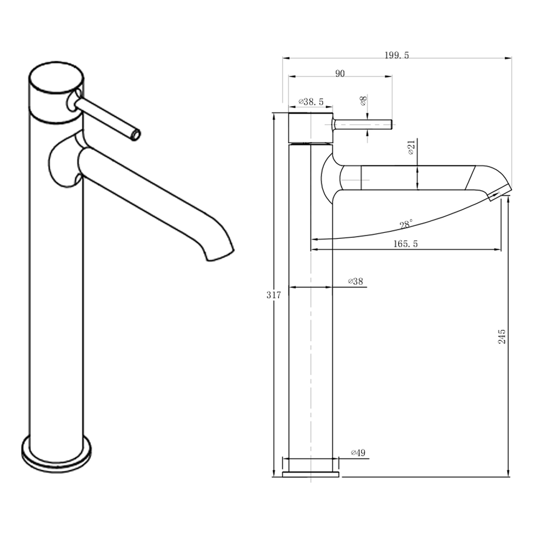 Villeroy & Boch Vita Vessel Basin Mixer - LF Chrome 1106561