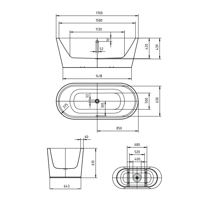 Kaldewei Meisterstuck Classic Duo Oval 1113 specifications