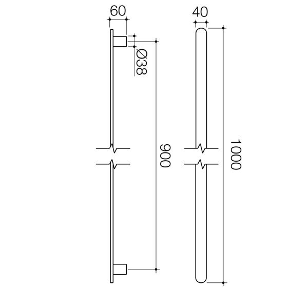 Caroma Urbane II 12V 1000mm Vertical Heated Towel Rail - Polished Stainless Steel - 11202085PSS