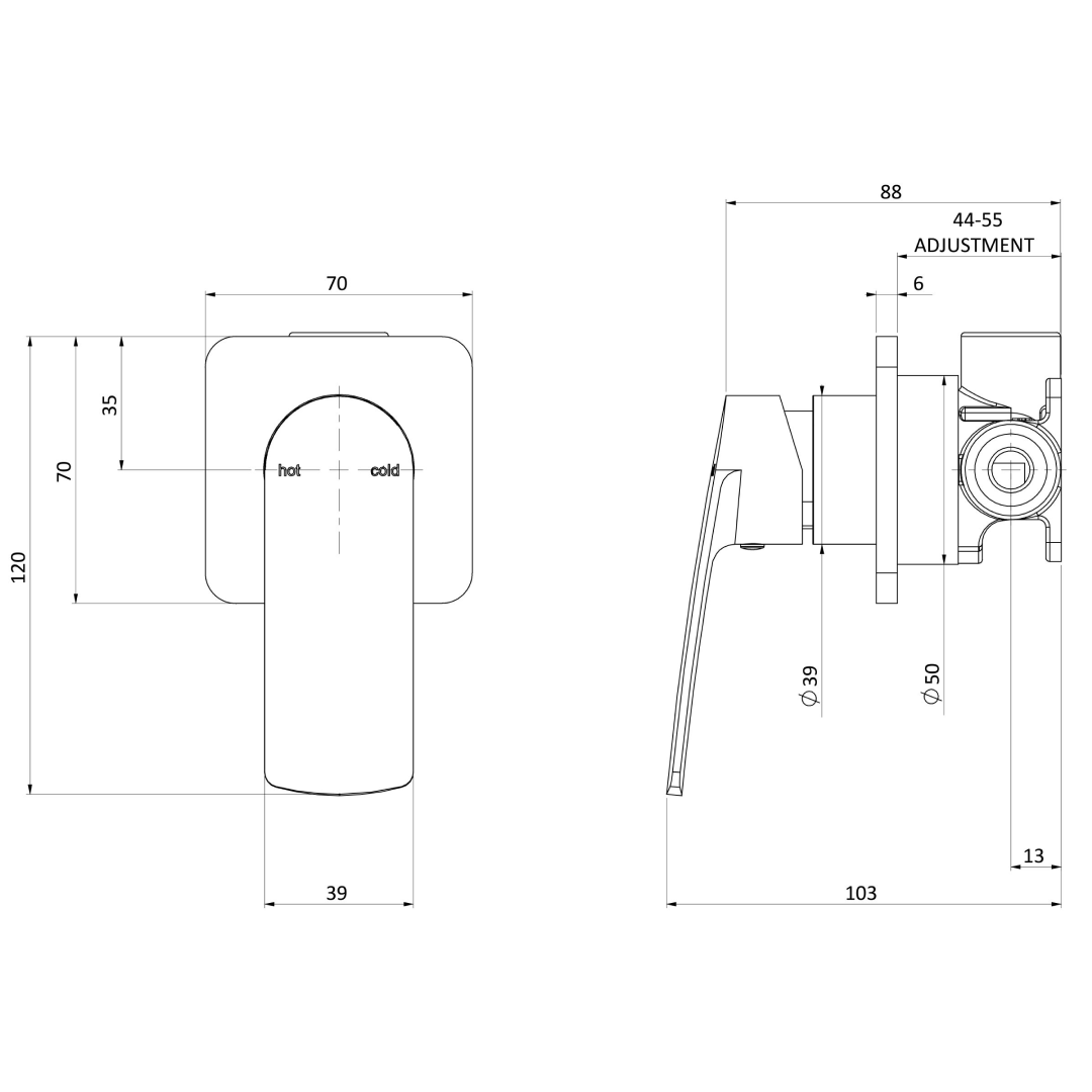 Phoenix Mekko SwitchMix Wall / Shower Mixer (Includes In-Wall Body) - LF Brushed Carbon - 115-2800-31-1