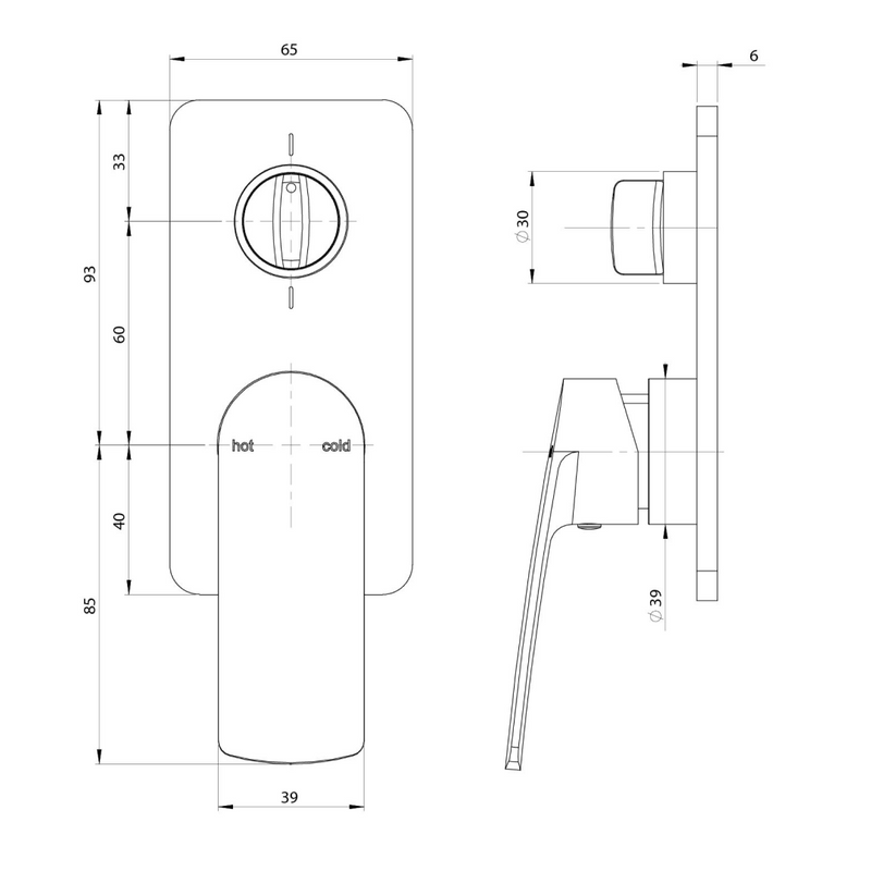 Phoenix Mekko SwitchMix Shower / Bath Diverter Mixer (Trim Kit Only) - LF Brushed Nickel