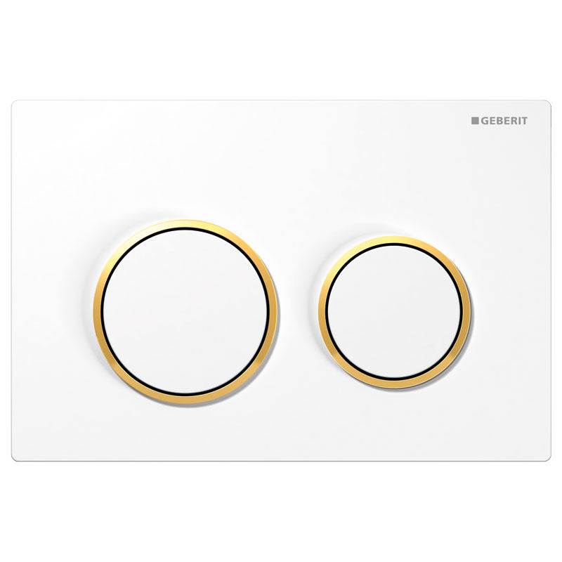 Geberit Kappa 21 Flush Button Chrome - White, Gold Trim - 115.240.KK.1
