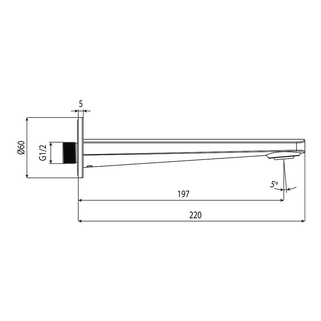 Villeroy & Boch O.Novo Style Bath Spout - LF Brushed Nickel 1160880B