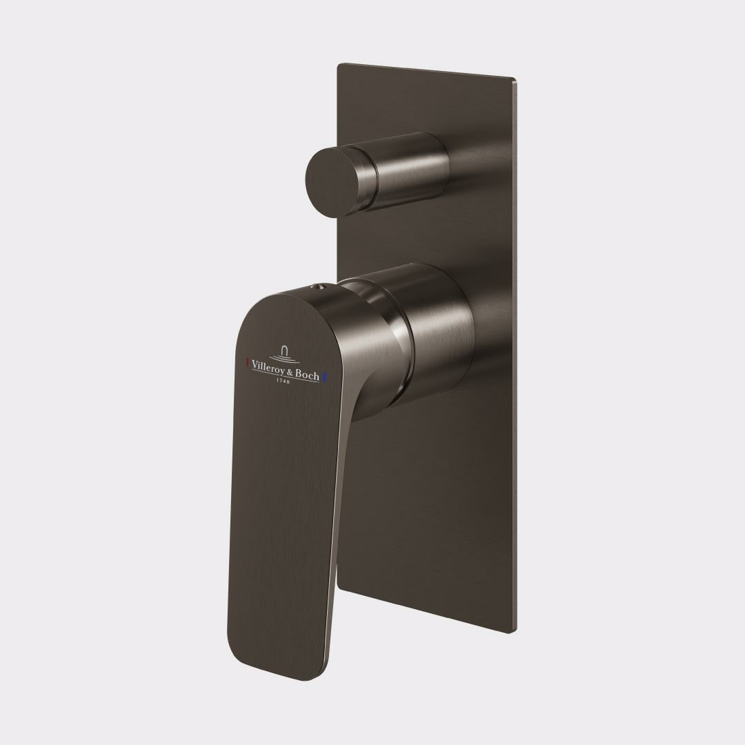 Villeroy & Boch O.Novo Style Rectangular Diverter Mixer (Trim Kit Only) - Gun Metal 1162090B
