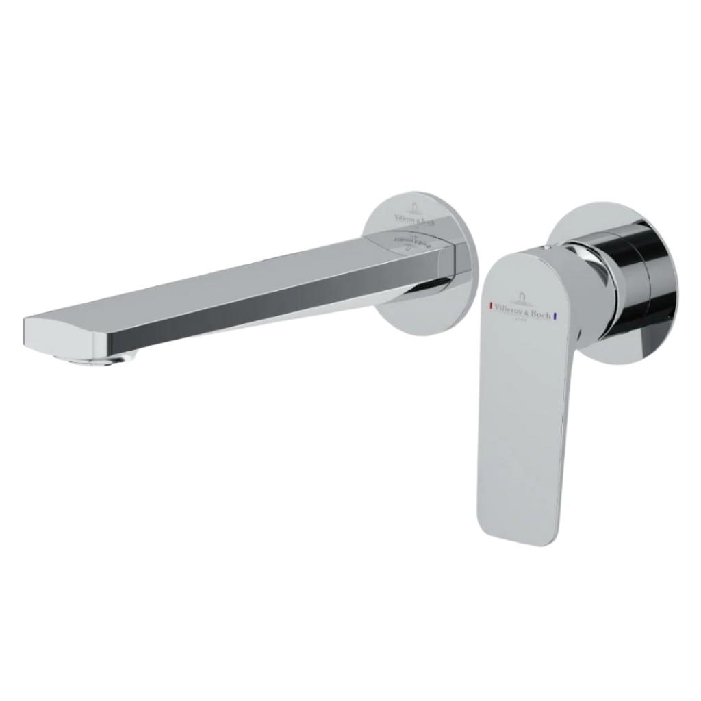 Villeroy & Boch O.Novo Style Wall Mounted Basin Mixer Set (Includes In-Wall Body) - LF Chrome - 1164561B + 8733500