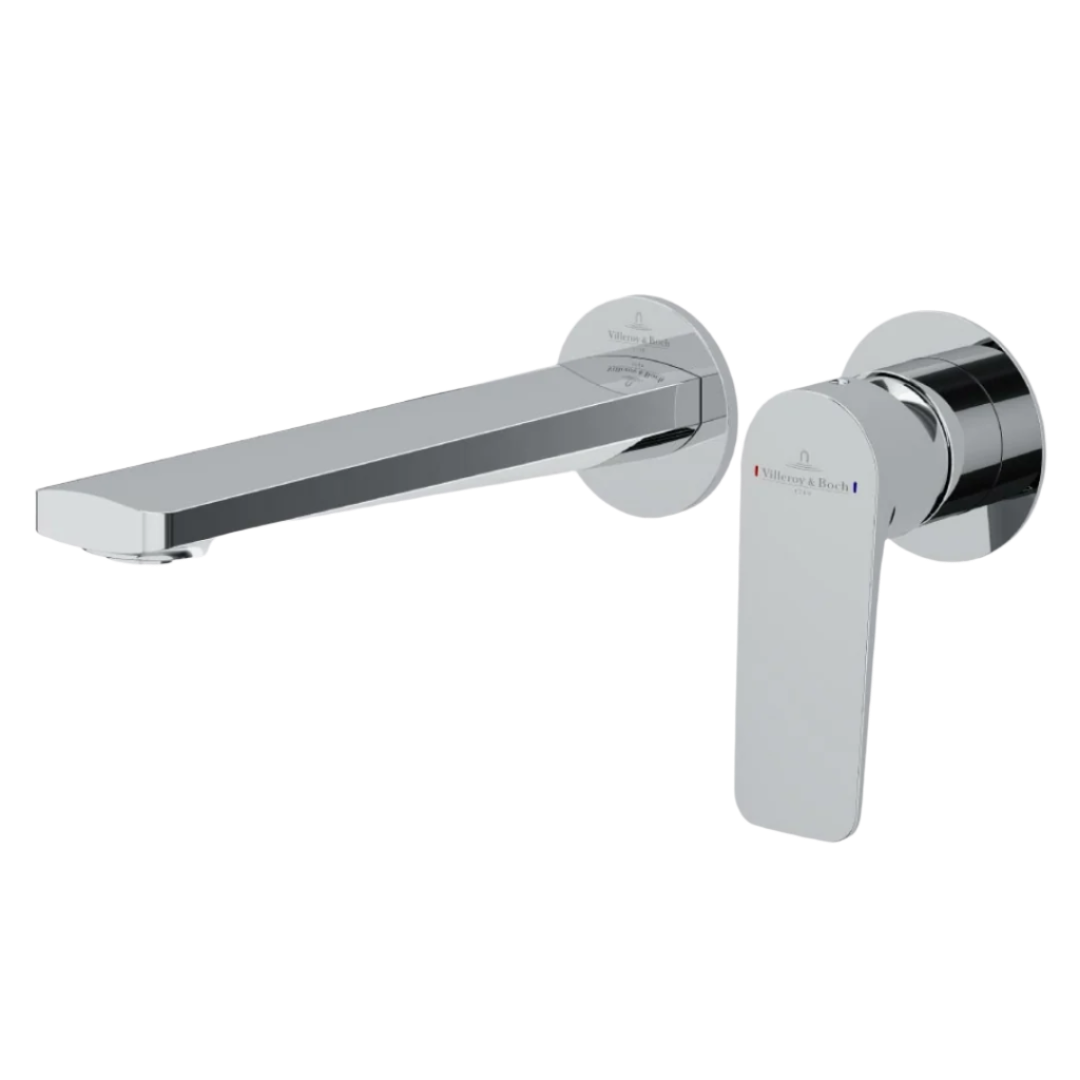 Villeroy & Boch O.Novo Style Wall Mounted Basin Mixer Set (Includes In-Wall Body) - LF Chrome - 1164561B + 8733500