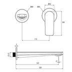 Villeroy & Boch O.Novo Style Wall Basin Mixer Trim Kit Only - LF Gun Metal - 1164590B