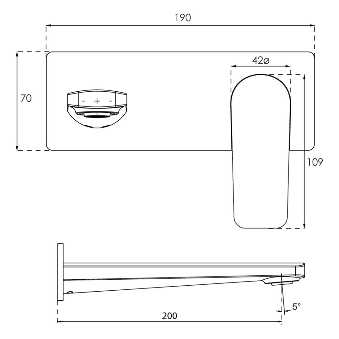 Villeroy & Boch O.Novo Style Rectangular Wall Basin Mixer (Trim Kit Only) - LF Brushed Gold 1165085B