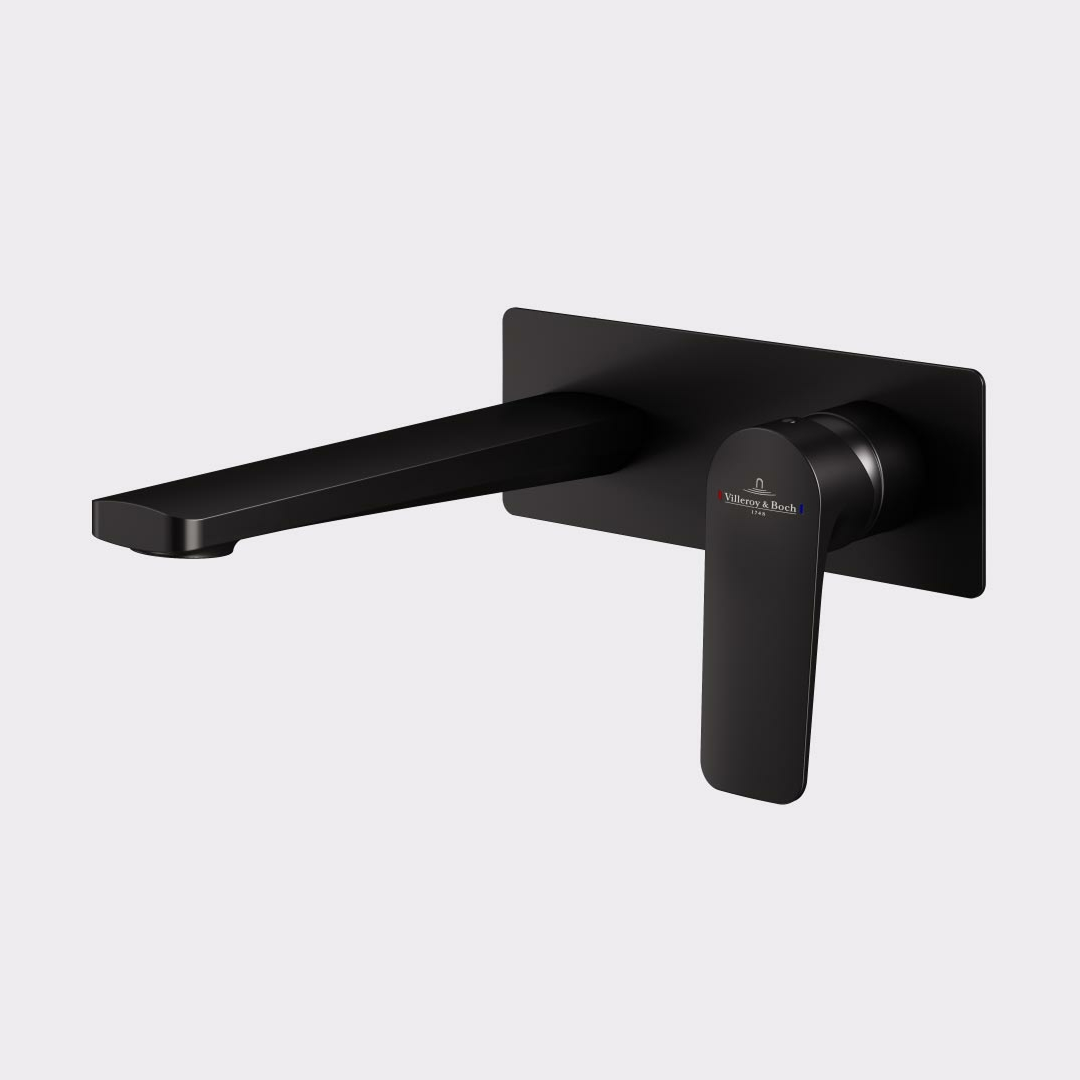 Villeroy & Boch O.Novo Style Rectangular Wall Basin Mixer (Trim Kit Only) - LF Matte Black 1165095B