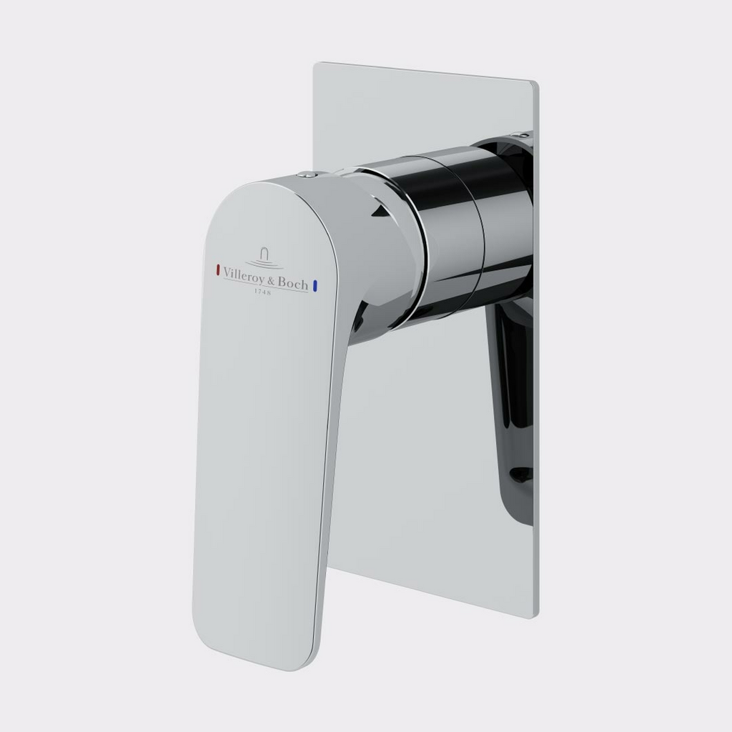 Villeroy & Boch O.Novo Style Rectangular Wall Mixer (Trim Kit Only) - Chrome 1168061B