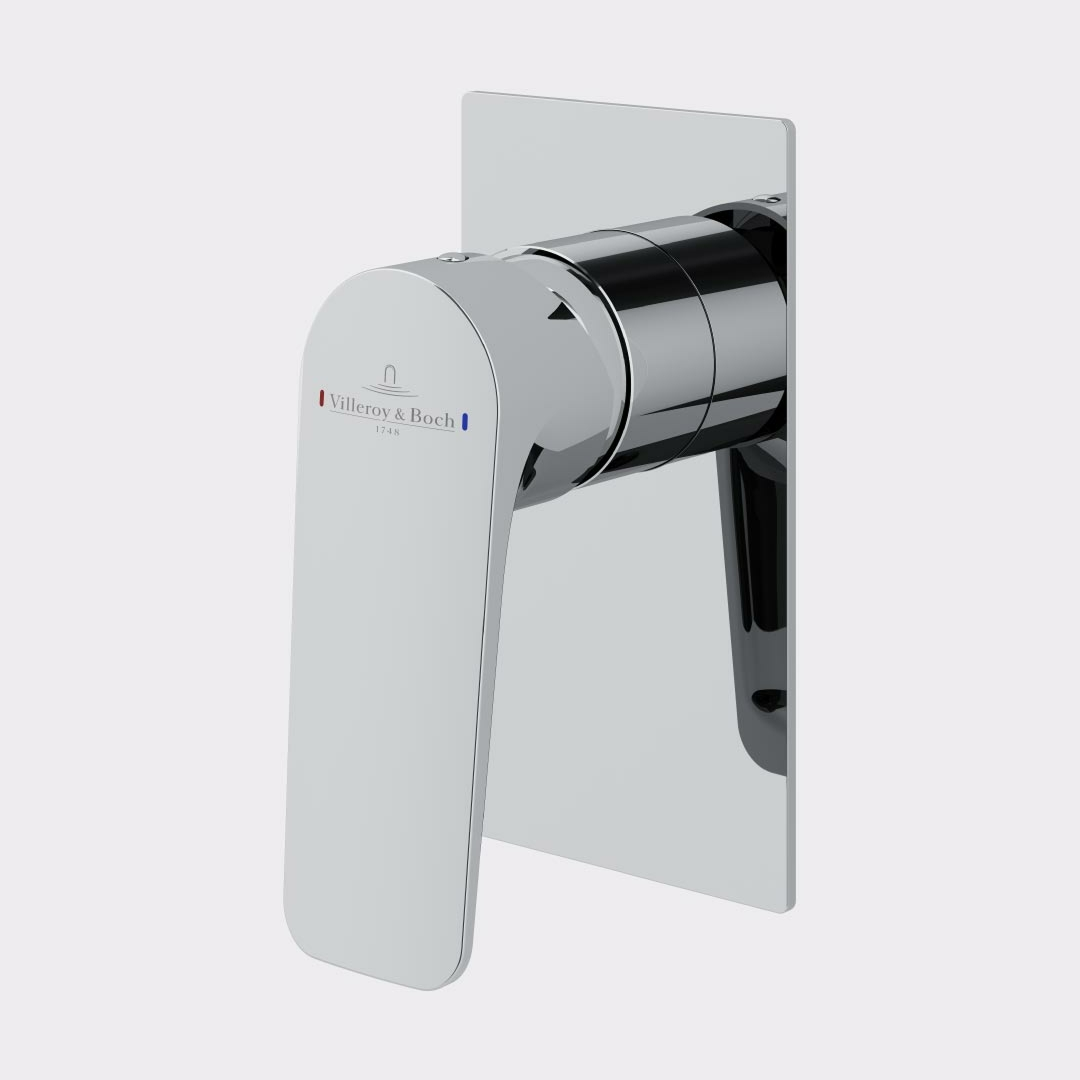 Villeroy & Boch O.Novo Style Rectangular Wall Mixer (Trim Kit Only) - Chrome 1168061B