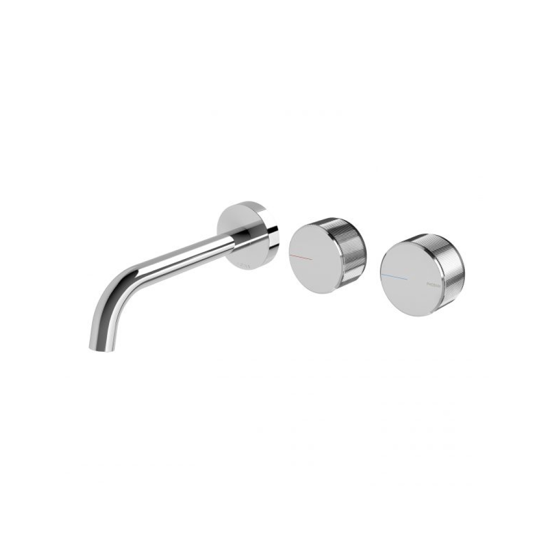 Phoenix Axia 180mm Wall Basin/Bath Curved Outlet Hostess Tap Set - Chrome - 117-1125-00