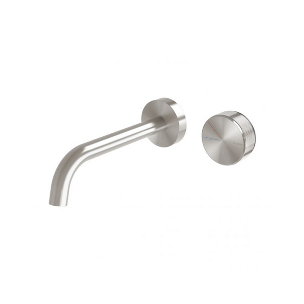 Phoenix Axia 180mm Curved Wall Basin/Bath Mixer Set - Brushed Nickel