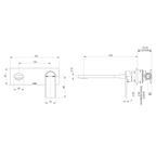 Phoenix Teel SwtichMix Wall Basin/Bath Mixer Set 200mm (Includes In-Wall Body) - LF Matte Black 118-2810-10-1