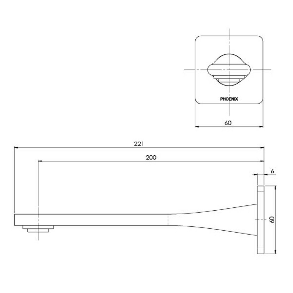Phoenix Teel Wall Basin Outlet 200mm - LF Chrome 118-7610-00-1
