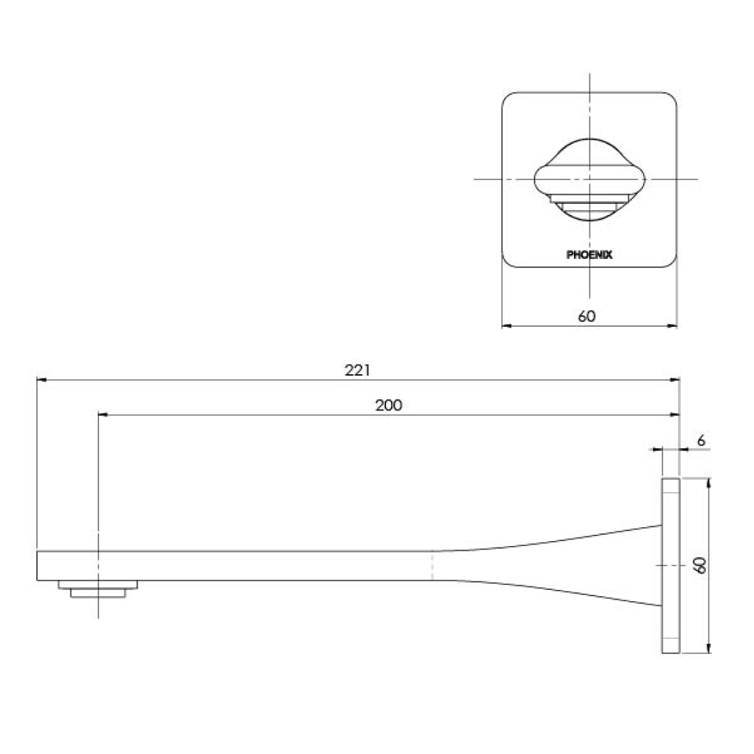 Phoenix Teel Wall Basin Outlet 200mm - LF Chrome 118-7610-00-1