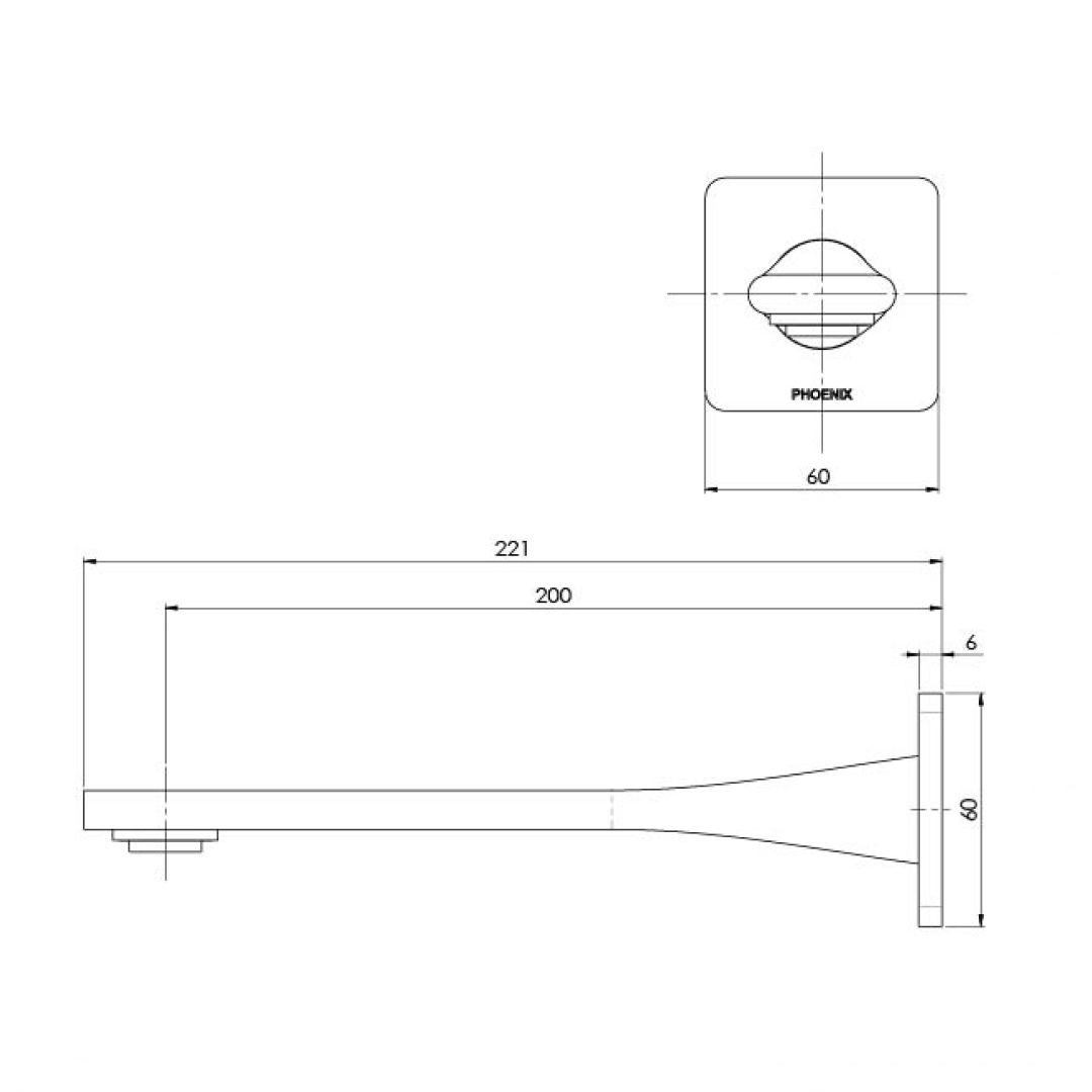 Phoenix Teel Wall Bath 200mm Outlet - LF Brushed Nickel - 118-7620-40-1