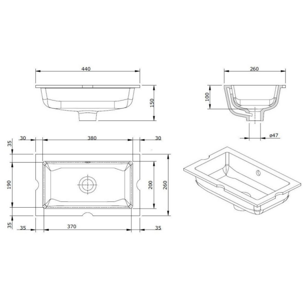 Turner Hastings Mini Agres 440 Under Counter Basin - Gloss White 118940