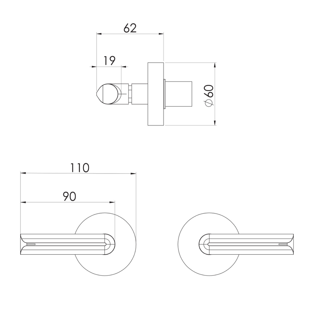 Phoenix Vivid Slimline Plus Lever Wall Top Assemblies 15mm Extended Spindles - LF Brushed Bronze