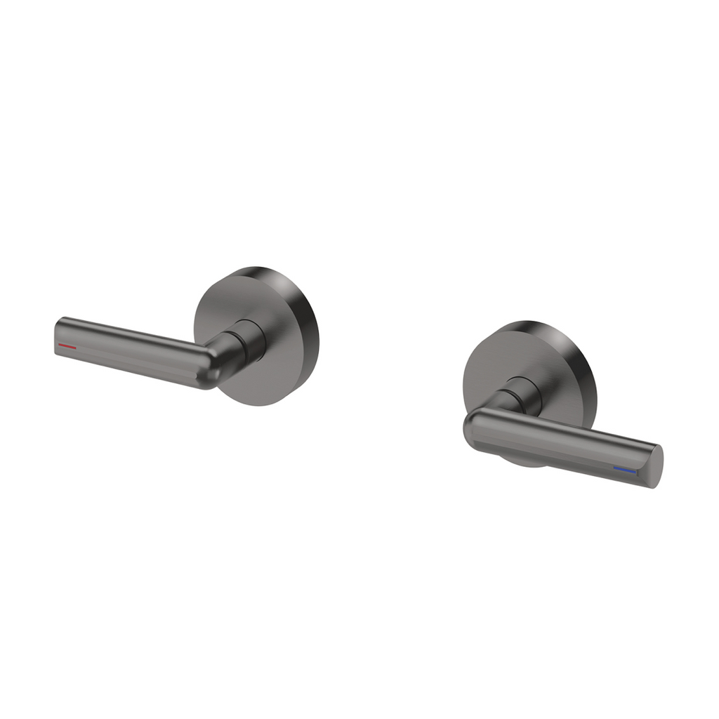 Phoenix Vivid Slimline Plus Lever Wall Top Assemblies 15mm Extended Spindles – LF Brushed Carbon - 119-0671-31-1
