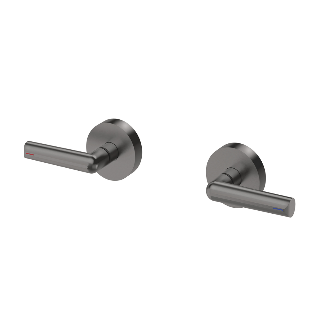 Phoenix Vivid Slimline Plus Lever Wall Top Assemblies 15mm Extended Spindles – LF Brushed Carbon - 119-0671-31-1