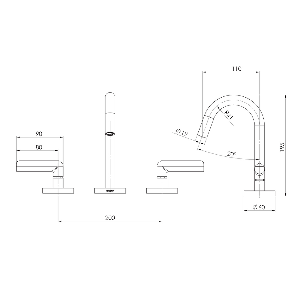 Phoenix Vivid Slimline Plus Lever Basin Set - LF Brushed Bronze